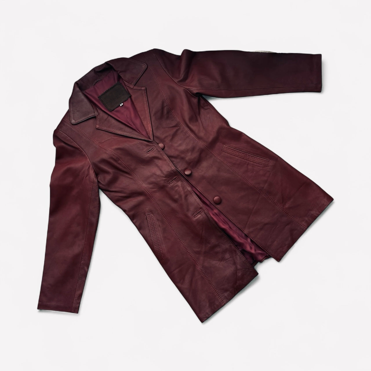 PEPE Red Coat - Genuine Leather Femme Fatale Open-Chest Design