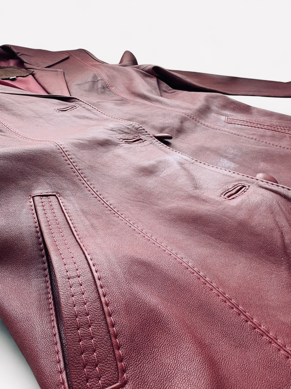 PEPE Red Coat - Genuine Leather Femme Fatale Open-Chest Design