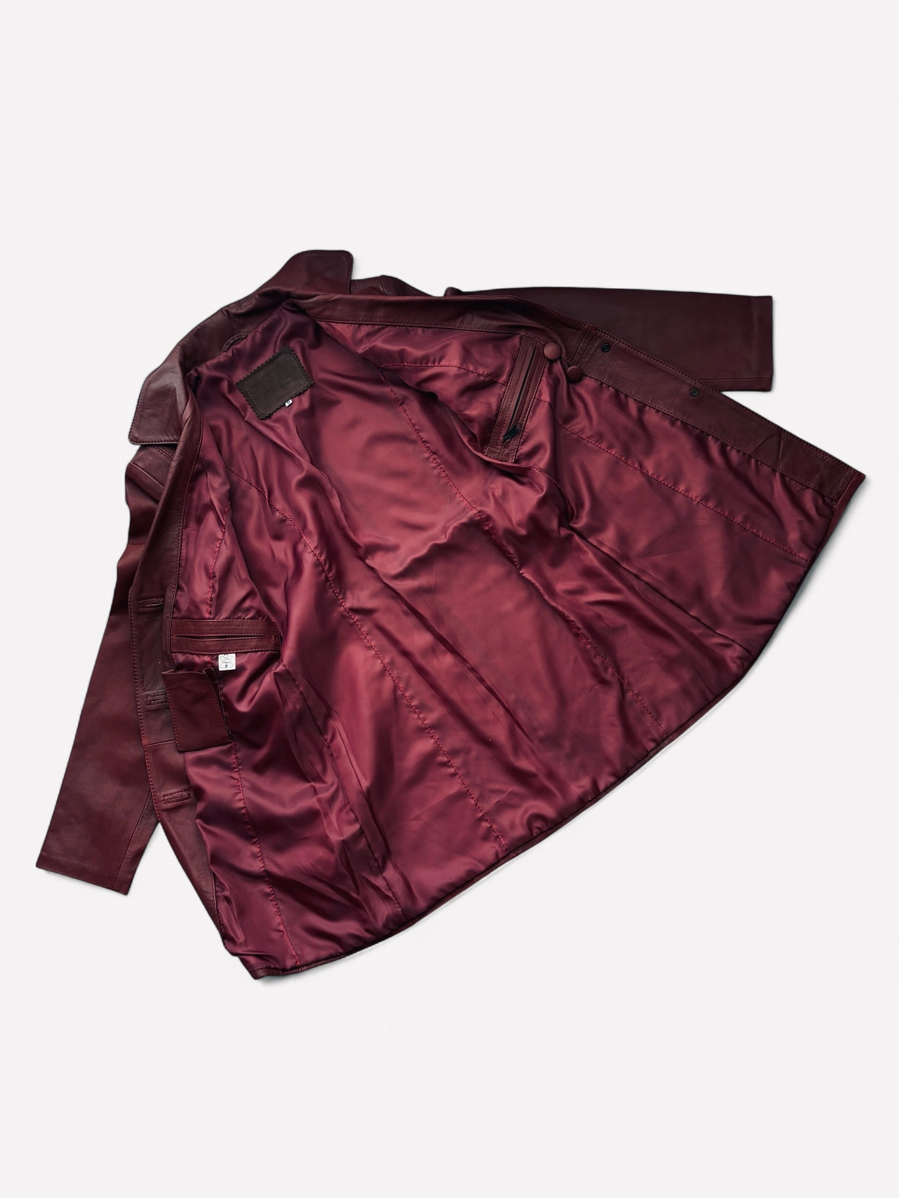PEPE Red Coat - Genuine Leather Femme Fatale Open-Chest Design