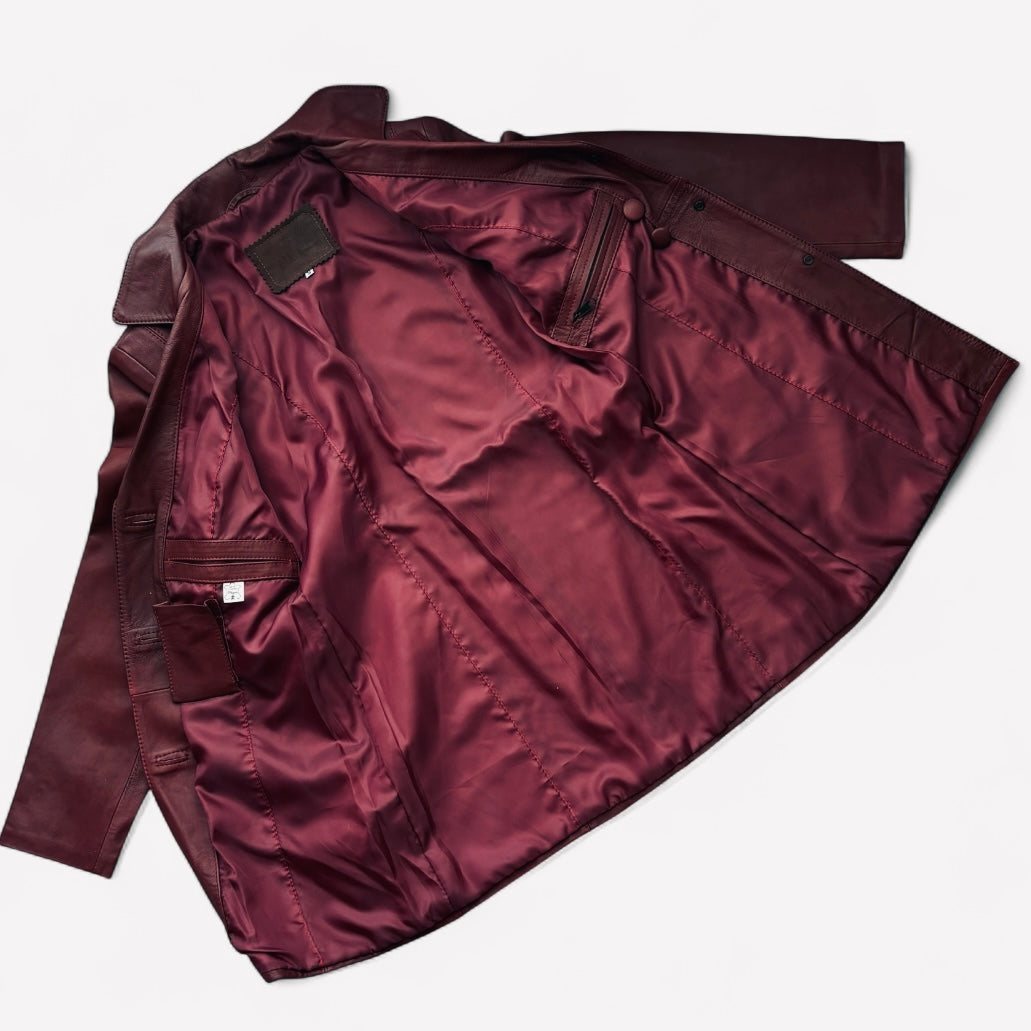 PEPE Red Leather Coat - The Femme Fatale
