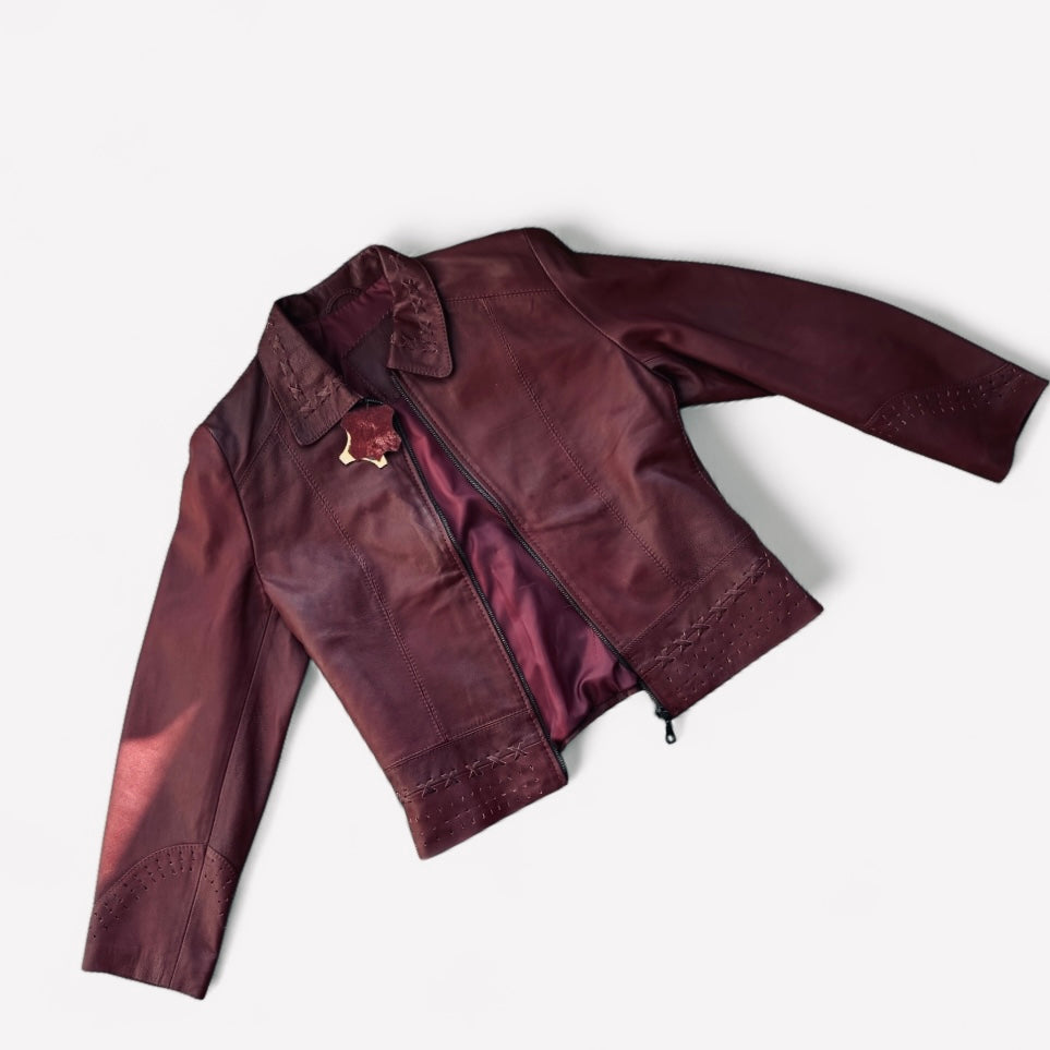 CIARA Red Hot Genuine Leather Biker Jacket