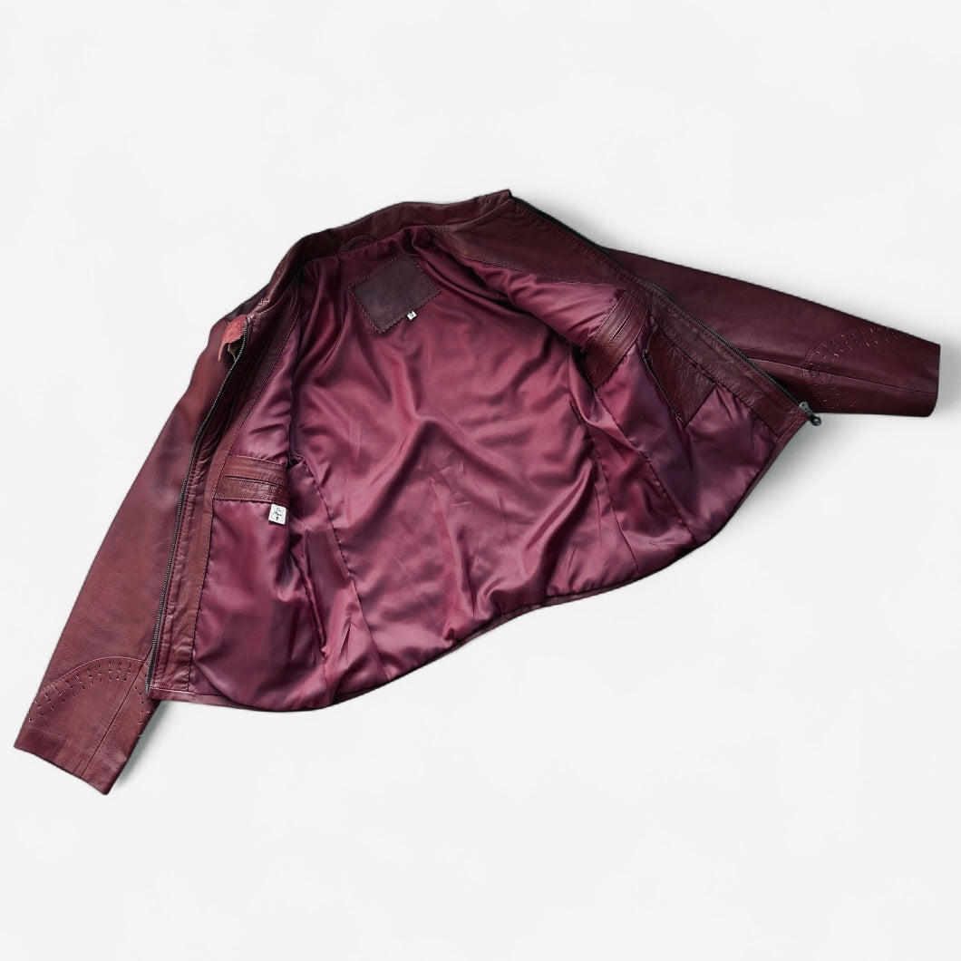 CIARA Red Hot Genuine Leather Biker Jacket